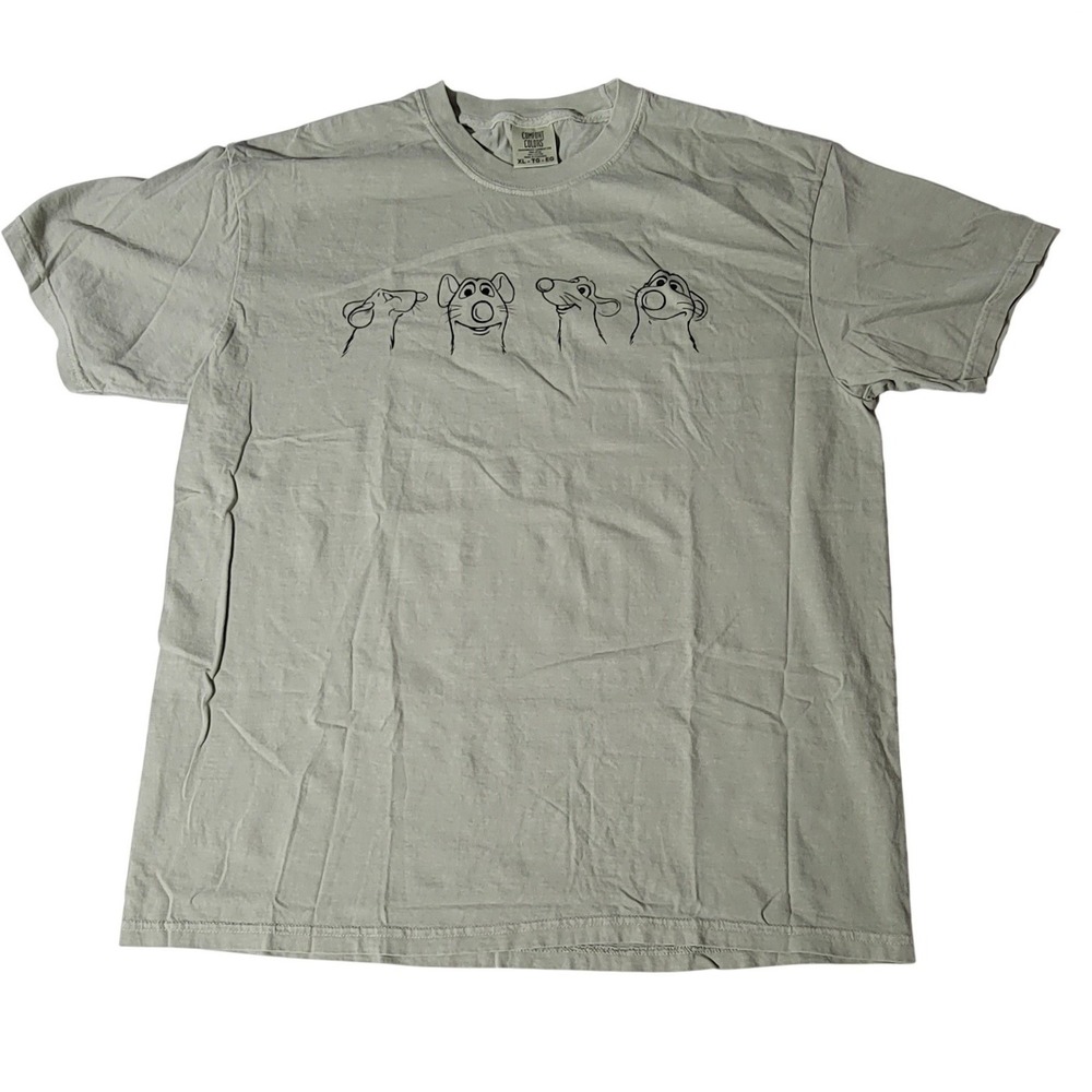 Comfort Colors Rat Mouse Line Art Graphic T-Shirt Sage Green XL